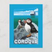 Carte Postale Puffins & Cruise Ship - Cordova, Alaska (Devant)