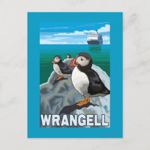 Carte Postale Puffins & Cruise Ship - Wrangell, Alaska