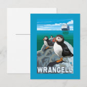 Carte Postale Puffins & Cruise Ship - Wrangell, Alaska (Devant / Derrière)