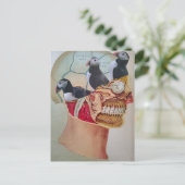 Carte Postale Puffins on the Brain Surreal mixed media collage (Debout devant)