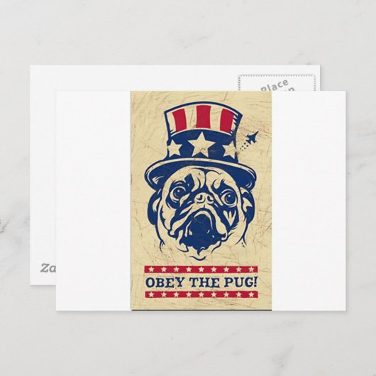 Carte Postale Pug (Devant / Derrière)
