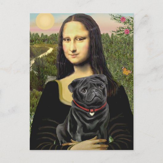 Carte Postale Pug 16 (noir) - Mona Lisa (Devant)