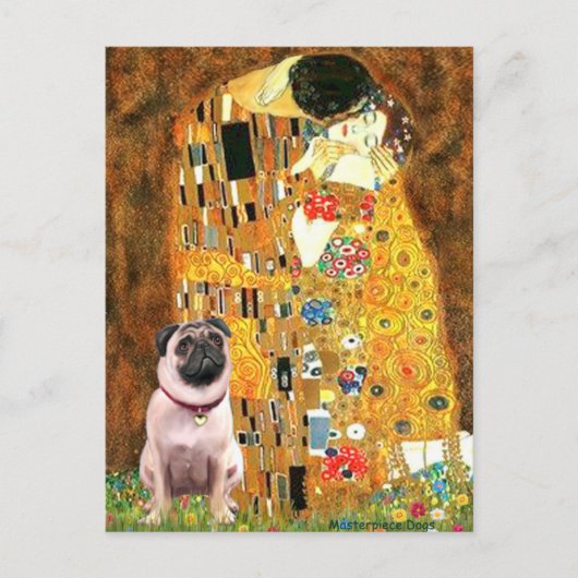 Carte Postale Pug 1 - Le Baiser (Devant)