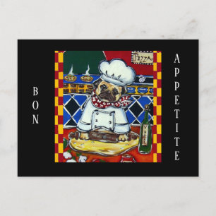Carte Postale Pug Chef Pizza