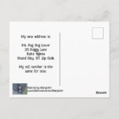 Carte Postale Pug Dog New Address Postcards (Dos)