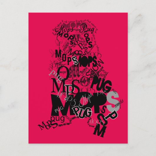 Carte Postale Pug en Type (Devant)