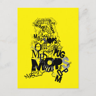 Carte Postale Pug fait de Type