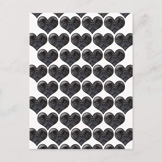 Carte Postale Pug Hearts (Devant)