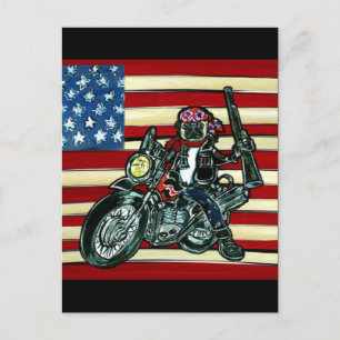 Carte Postale Pug motard