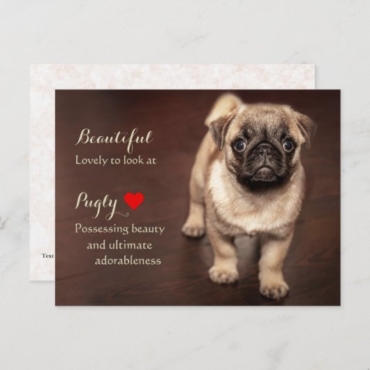 Carte Postale Pug puppy (Devant / Derrière)