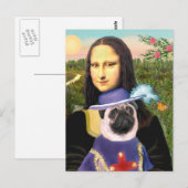 Carte Postale Pug (Sir) - Mona Lisa (Devant / Derrière)
