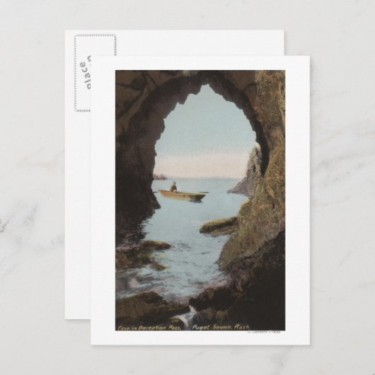 Carte Postale Puget Sound, WA - Grotte dans la tromperie (Devant / Derrière)