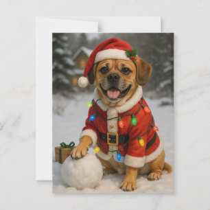 Carte Postale Puggle Christmas Card