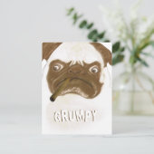 Carte Postale Puggy Grumpy personnalisée avec Cigar (Debout devant)