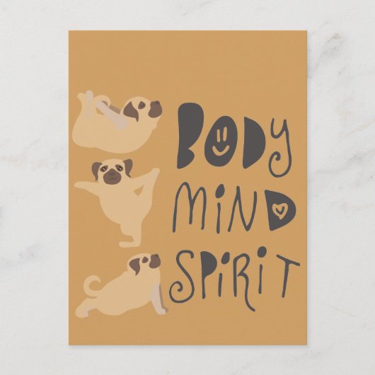 Carte Postale Pugs de yoga (Devant)