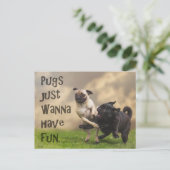 Carte postale "Pugs just wanna have fun" (Debout devant)