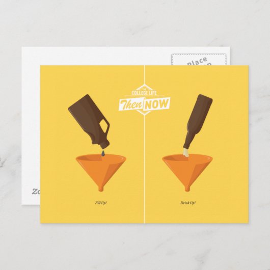 Carte Postale Puis Et Maintenant : Beer Pong (Devant / Derrière)