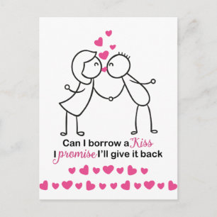 Carte Postale Puis-je emprunter un Kiss mignon Conception Couple