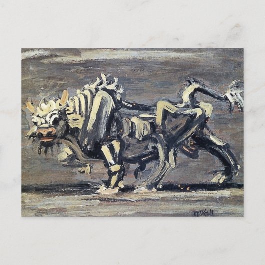 Carte Postale Puissant tableau "White Ox 1" de Lee Jung-seob (Devant)