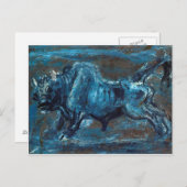 Carte Postale Puissant tableau "White Ox 4" de Lee Jung-seob (Devant / Derrière)