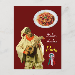 Carte Postale PULCINELLA ITALIAN KITCHEN PARTY rouge Recette