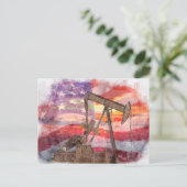 Carte Postale Pumpjack silhouette pastille Drapeau américain (Debout devant)