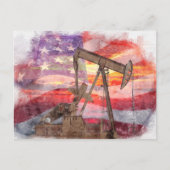 Carte Postale Pumpjack silhouette pastille Drapeau américain (Devant)