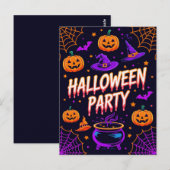 Carte Postale Pumpkin Cauldron Halloween Party Invite (Devant / Derrière)
