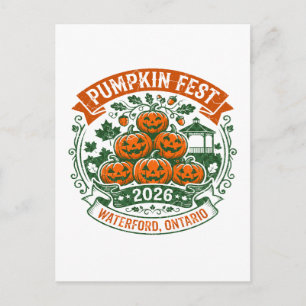 Carte Postale Pumpkin Fest 2026 Waterford Ontario Canada