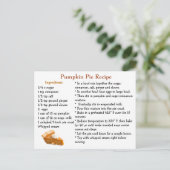 Carte Postale Pumpkin Pie Recipe Card (Debout devant)