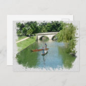 Carte Postale Puning Cambridge River Camb Angleterre aquarelle (Devant / Derrière)