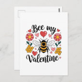 Carte Postale Punny Bee my Valentine (Devant / Derrière)