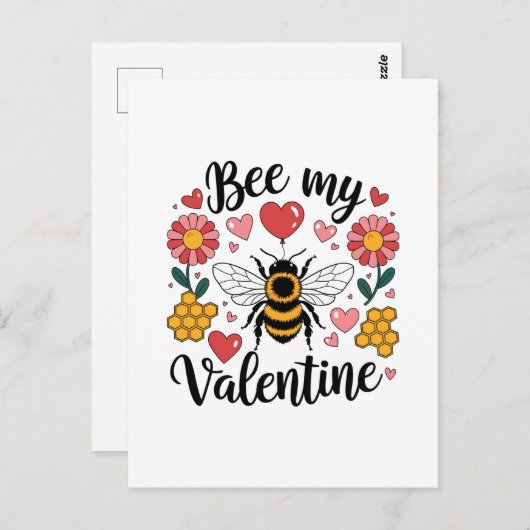 Carte Postale Punny Bee my Valentine (Devant / Derrière)