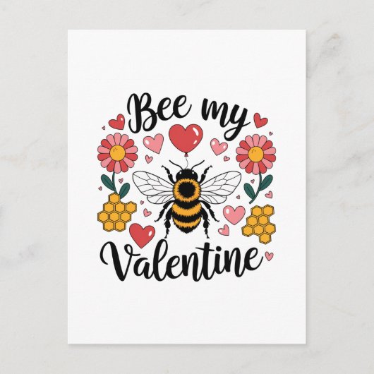 Carte Postale Punny Bee my Valentine (Devant)