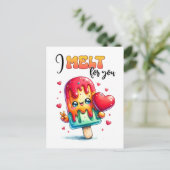 Carte Postale Punny Je fond pour toi Valentine (Debout devant)