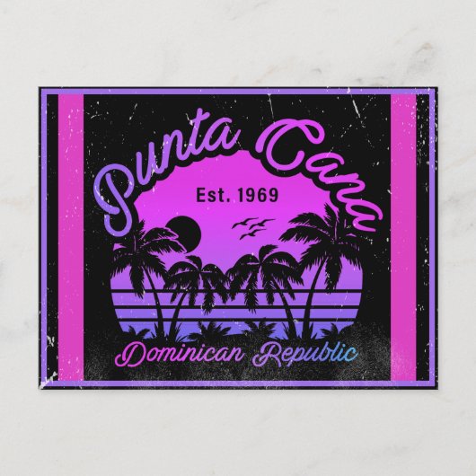 Carte Postale Punta Cana Dominicaine Palm Tree Retro Sunset 80s (Devant)