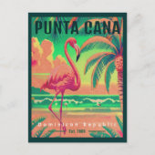 Carte Postale Punta Cana DR Retro Flamants roses Souvenir 1950 (Devant)