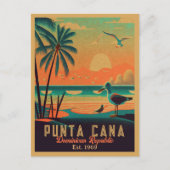 Carte Postale Punta Cana DR Retro Sunset Souvenirs 1960 (Devant)