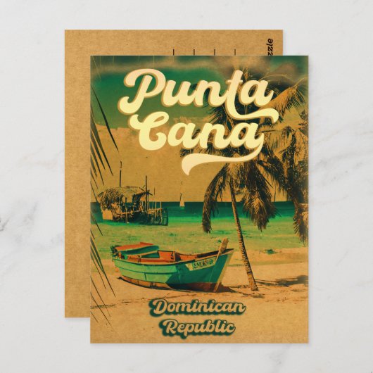 Carte Postale Punta Cana Mariage tropical Sauvez les Dates (Devant / Derrière)