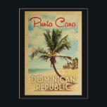 Carte postale Punta Cana République Dominicaine Vi<br><div class="desc">Punta Cana République Dominicaine design de style Vintage voyage avec un palmier sur la plage avec océan et ciel.</div>