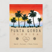 Carte Postale Punta Gorda Florida Retro Sunset Palm tree 1960 (Devant)