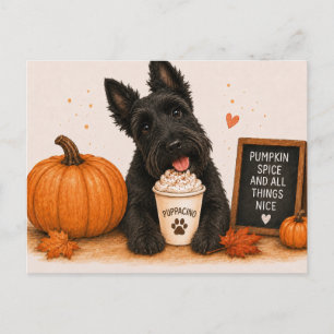 Carte Postale Puppaccino au chaud épice de citrouille Scottish T