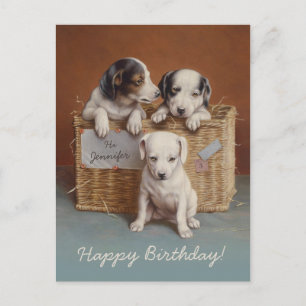 Carte Postale Puppies en a basket CC0686 Carl Reichert Birthday