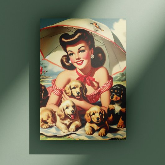Carte Postale Puppies mignonnes Pin Vintage