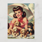 Carte Postale Puppies mignonnes Pin Vintage (Devant)