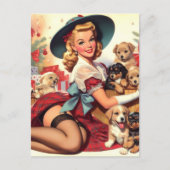Carte Postale Puppies vintage Pin-up (Devant)
