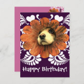 Carte Postale Puppy Love Peeking d'une fleur (Devant / Derrière)