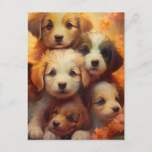 Carte Postale Puppy Pile, Puppy Love