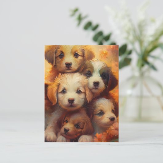 Carte Postale Puppy Pile, Puppy Love (Debout devant)