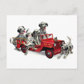 Carte Postale Pups dalmate avec camion-feu (Devant)